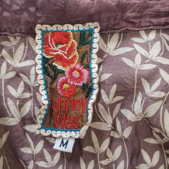 Johnny Was Blouse Womens Medium Silk Floral Boho Peasant Tunic Long Sleeve Top - Picture 4 of 8